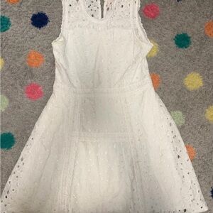 Knitworks White Eyelet Lace Fit-and-Flare Dress